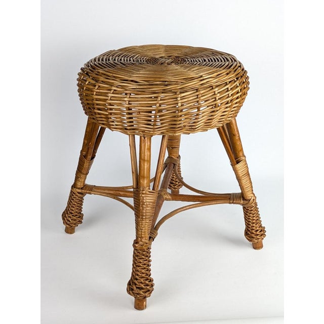 Vintage Wicker Stool, 1960 For Sale - Image 6 of 6