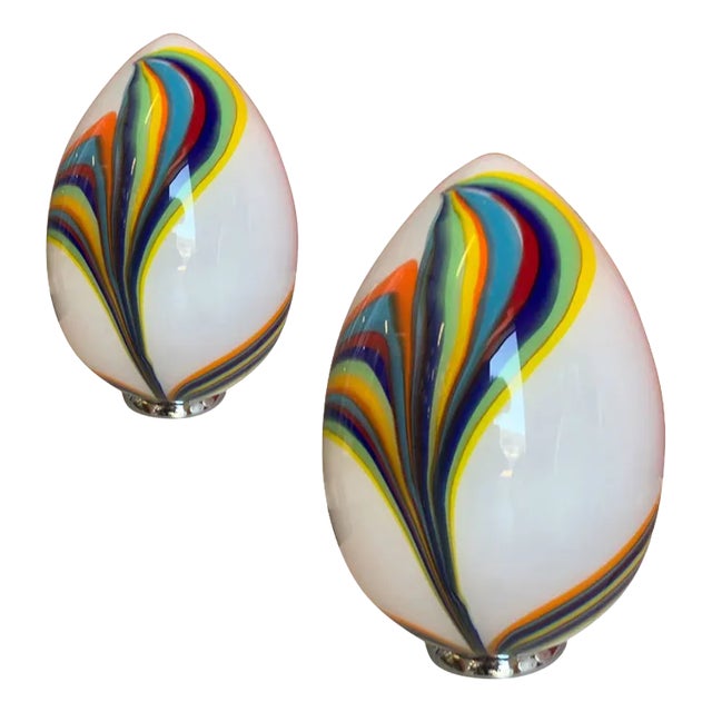 Murano Glass Egg Lamps by Simoeng, Set of 2 For Sale