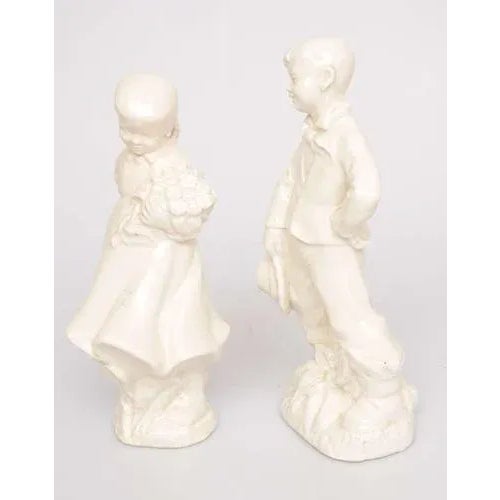 White Porcelain Figures Girl and Boy, Set of 2 For Sale - Image 8 of 8