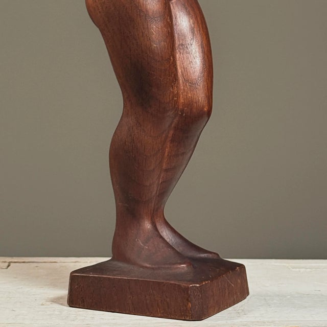 Wood Niels Jakob Eriksen (1899-1995) - Antinque Hand-Carved Art Deco Figurative Nude, Signed For Sale - Image 7 of 7