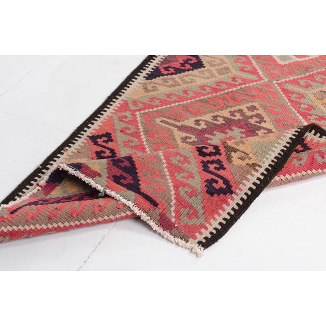 Turkish Vintage Pink & Plum Kilim Runner For Sale - Image 3 of 10
