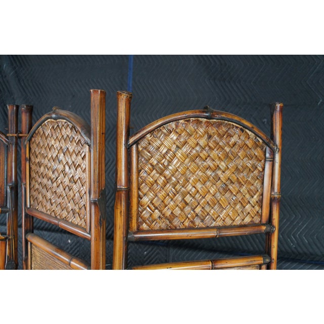 British Colonial Style Bamboo & Rattan 3 Panel Room Divider Screen Boho Chic For Sale - Image 6 of 11