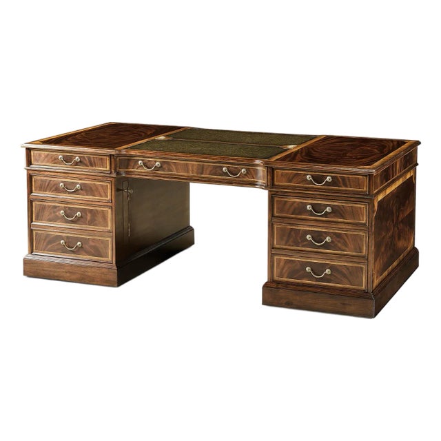 Mahogany Leather Top Desk For Sale