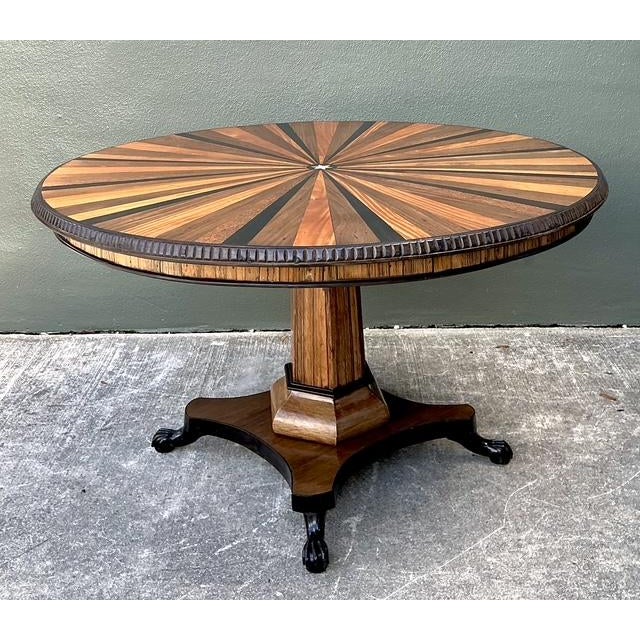 Vintage Starburst Inlay Dining Table For Sale In West Palm - Image 6 of 12