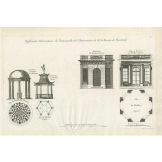 Pl 2 Antique Print of Pavilion Decorations by Le Rouge, c1785 For Sale