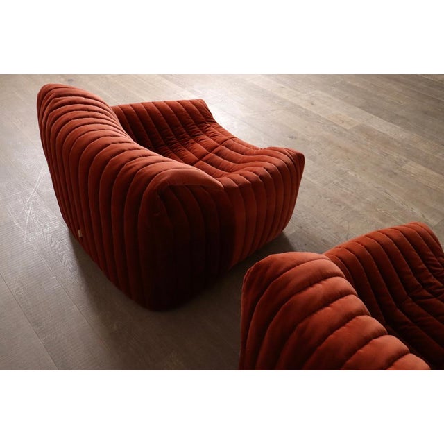 Textile Sandra Lounge Chairs in Velvet by Annie Hieronimus for Cinna, France, 1970s, Set of 2 For Sale - Image 7 of 15