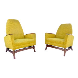 Mid Century Walnut Lounge Chairs in the Style of Adrian Pearsall- a Pair