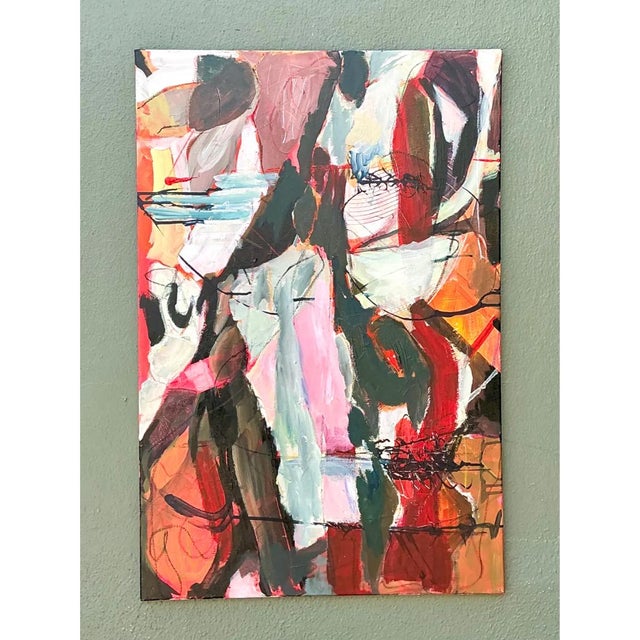 Early 21st Century Vintage Abstract Expressionist Oil Painting on Canvas For Sale - Image 5 of 12