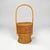 Italian mid-century modern round rattan umbrella stand with handle, 1960s Umbrella stand with a round base entirely in...