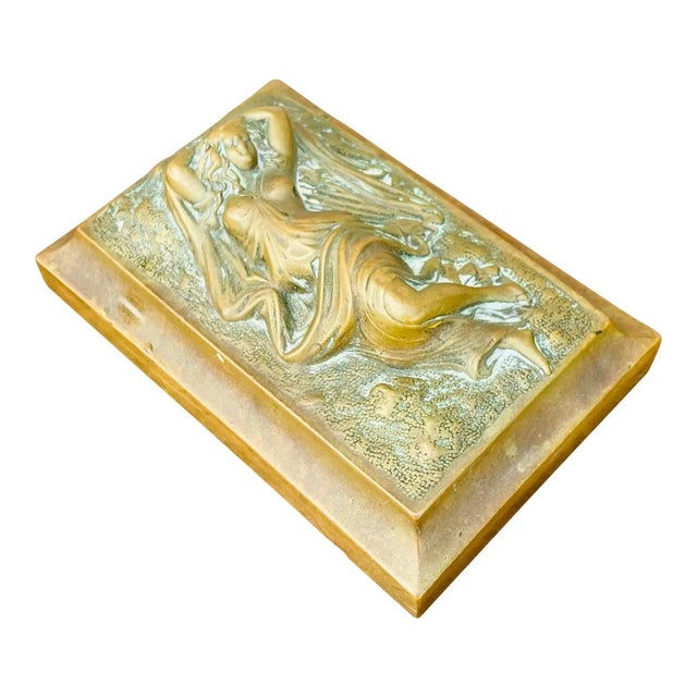 1800s Heavy Bronze Figurine Paperweight For Sale