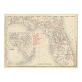Antique Map of Florida The Sunshine State by Ran McNally, 1899 For Sale