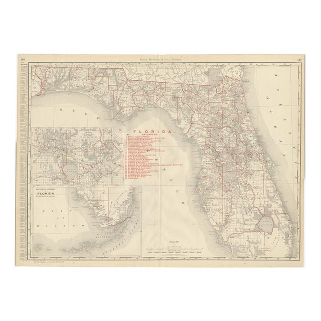 Antique Map of Florida The Sunshine State by Ran McNally, 1899 For Sale