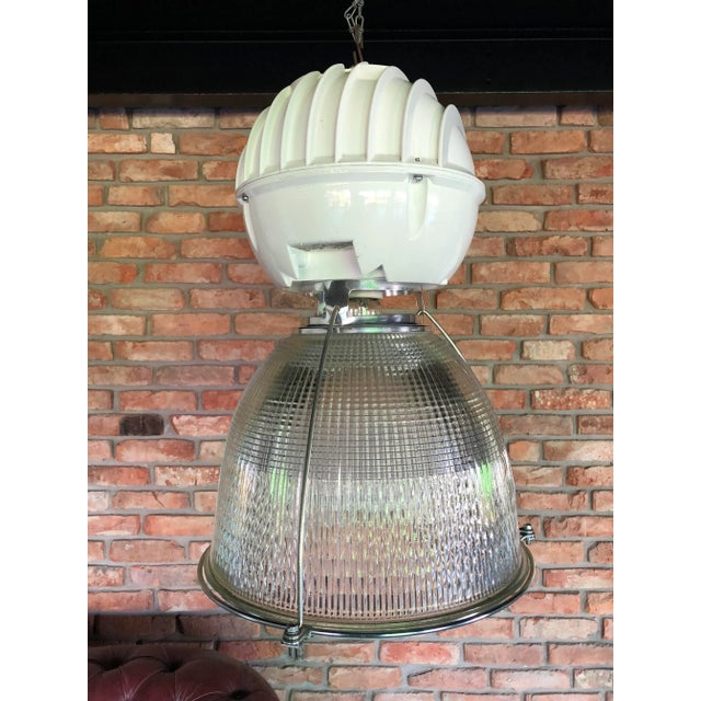 Holophane Vintage Industrial Glass & Metal Loft Lamp from Holophane, 1980s For Sale - Image 4 of 10