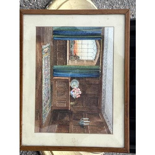 Contemporary M Bateman, Grand Hall, Watercolor For Sale - Image 3 of 10