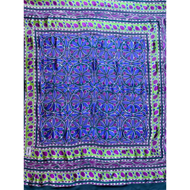 Boho Chic Yves Saint Laurent Silk Voile Scarf With Mosaic Design, 1980 For Sale - Image 3 of 9