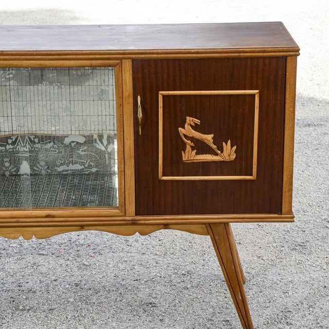 1960s Two-Tone Bar Cabinet Sideboard with Carved Cevi, Italy, 1960s For Sale - Image 5 of 18