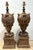 Pair of Italian Baroque-Style Carved & Polychromed Wood Urns, Now as Lamps Italy, mid-20th century, in the Baroque taste A...