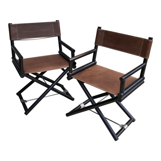 Coach Leather Campaign Style Directors Chairs A Pair Chairish