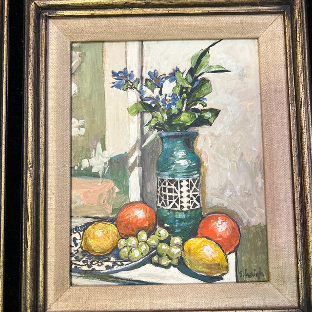 Contemporary original still life “vase and fruit” painting by Stephen Heigh. Signed and framed. Measures 8x10 or 16x18...