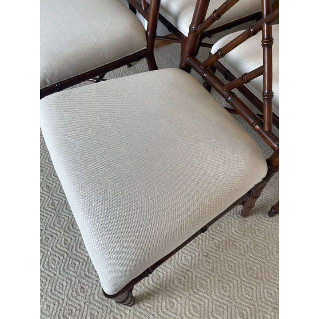 Brown Set of 8 Brighton Faux Bamboo Dining Chairs - Never Used For Sale - Image 8 of 9