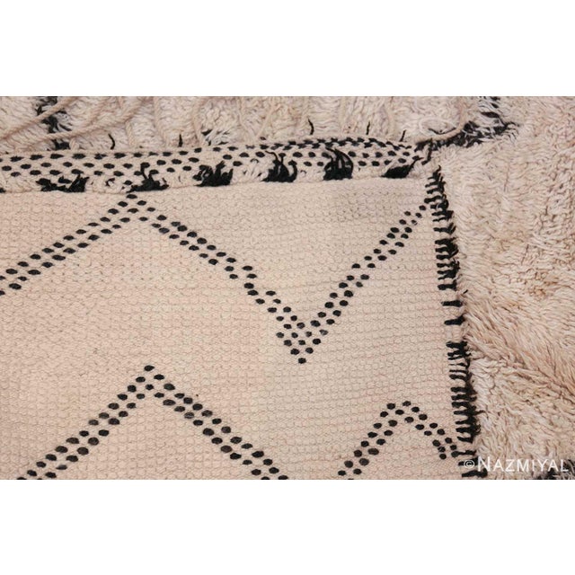 Textile Nazmiyal Collection Vintage Moroccan Berber Shaggy Beni Ourain Carpet Rug For Sale - Image 7 of 7