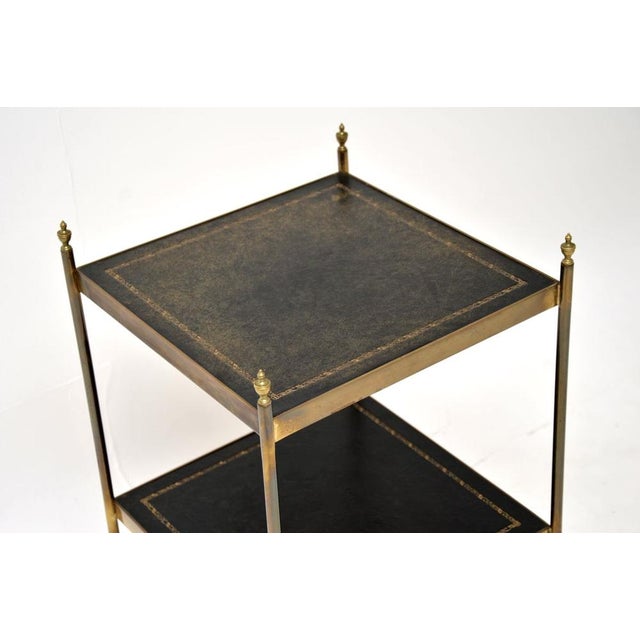 Vintage Brass and Leather Side Table, 1960s For Sale - Image 4 of 9