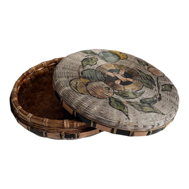 Early 20th Century Painted Chinese Sewing Basket — 9” For Sale