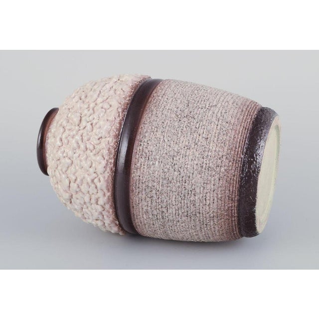 1960s French Ceramic Vase in Lava Glaze in Light and Brown Colours, 1960s For Sale - Image 5 of 7