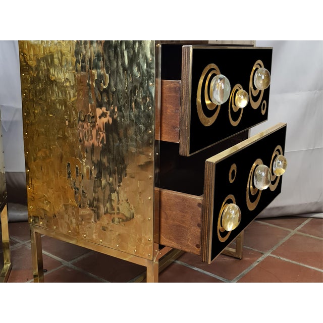 Black Nightstands with Murano Spheres and Brass Legs from Justfurnituress SRL, Set of 2 For Sale - Image 4 of 5