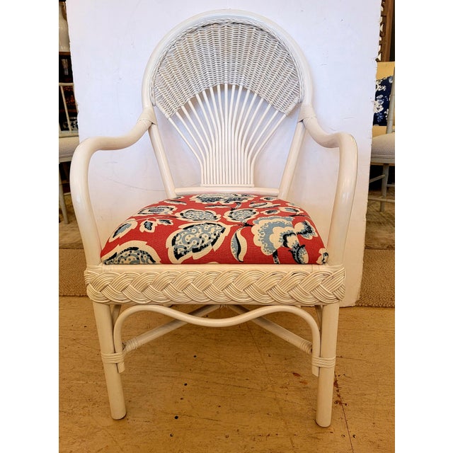 White Wicker Dining Table Set With Four Armchairs Chairish