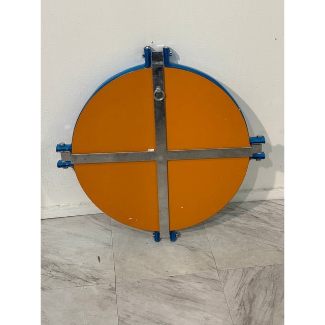 Blue Italian Oval Mirror With Sculptural Blue Frame, 1980s For Sale - Image 8 of 9