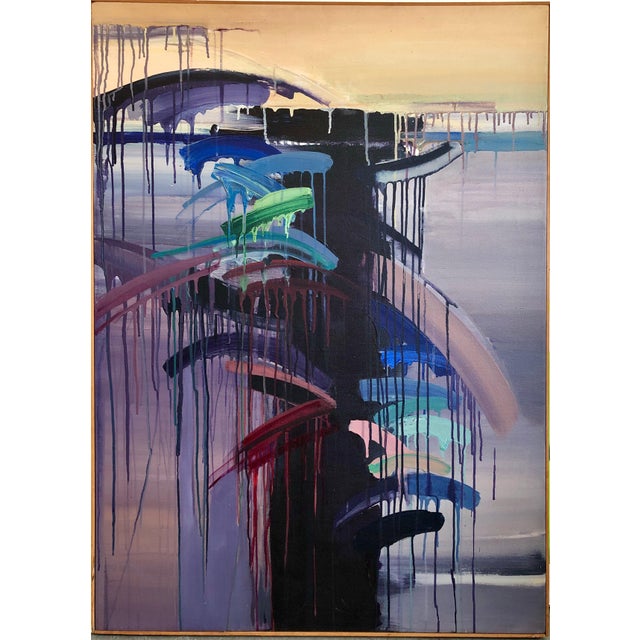 Berenice D'vorzon, Large Abstract Expressionist New York Modernist Woman Artist Bold Oil Painting, 1980 For Sale