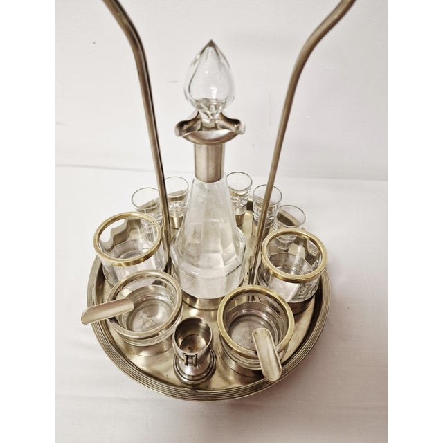 Art Deco Glass Liquor Set with Wicker Handle, 1920s, Set of 13 For Sale - Image 14 of 15