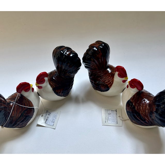 1970s Magnetic Glazed Ceramic Turkey Salt & Pepper Shakers - Set of 4 For Sale - Image 16 of 18