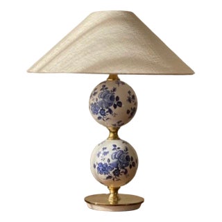 Large Table Lamp in Glass, White & Blue from Stilarmatur, 1960s For Sale