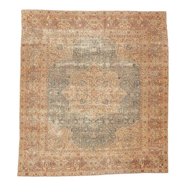 Antique Lavar Kerman Rug 7' x 7'8'' For Sale