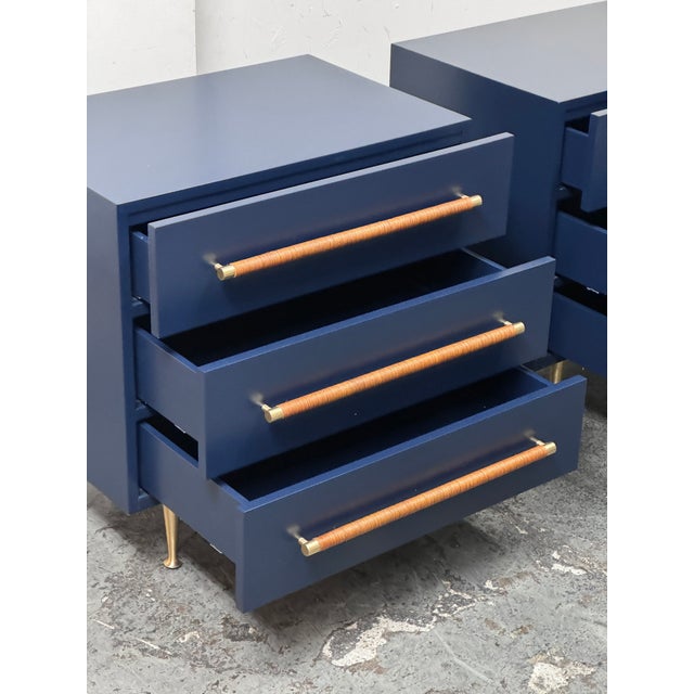 Navy Blue Brownstone Furniture Audrey 3-Drawer Nightstands, a Pair For Sale - Image 8 of 10