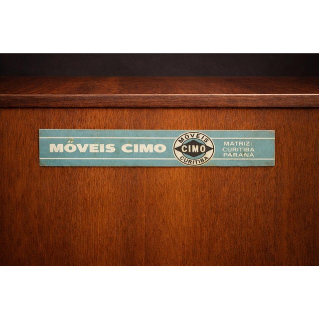 1960s Cimo Brazilian Rosewood Credenza with Ebony-Finished Legs and Brass Hardware, Brazil, 1960s — Architectural Storage with Eight Compartments - Lot 319 For Sale - Image 5 of 17