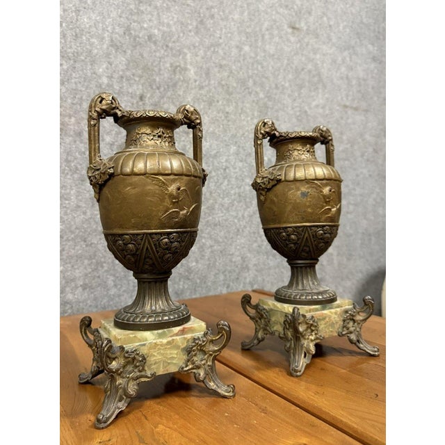 Napoleon III Vases in Spelter with Gilt Patina, Set of 2 For Sale - Image 3 of 7