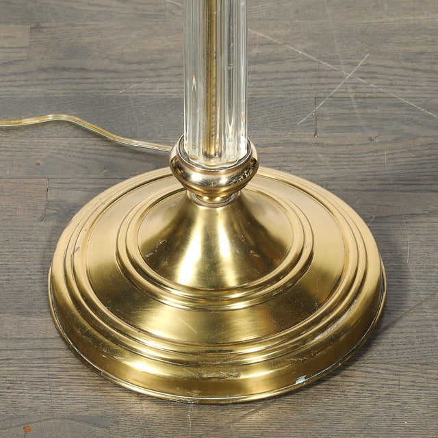 Art Deco Art Deco Fluted Glass & Brass Floor Lamp For Sale - Image 3 of 14