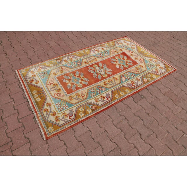 Traditional 1970s Boho Style Handmade Cream Milas Area Rug For Sale - Image 3 of 12