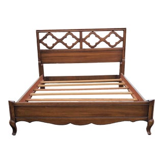 Drexel 20th Century Vintage Walnut French Provincial Full Size Bedframe For Sale