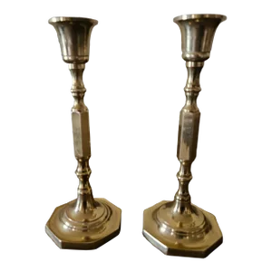 Late 20th Century Vintage Brass Candle Holders - Set of 2
