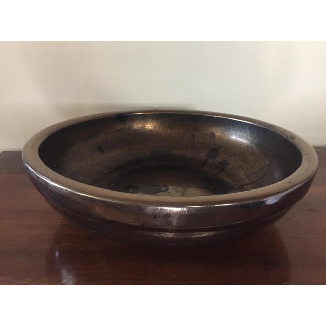 Mid 20th Century Gainey Ceramics Metallic Glaze Center Bowl For Sale - Image 5 of 11