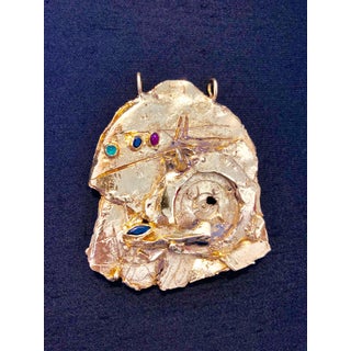 Igael Tumarkin, Gold Gilt Bronze Sculpture Necklace Art Israeli Tumarkin Abstract Surrealist, c.1960s-1970s For Sale