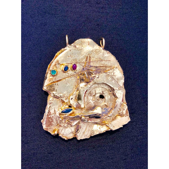 Igael Tumarkin, Gold Gilt Bronze Sculpture Necklace Art Israeli Tumarkin Abstract Surrealist, c.1960s-1970s For Sale