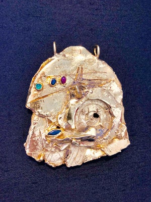 Igael Tumarkin, Gold Gilt Bronze Sculpture Necklace Art Israeli Tumarkin Abstract Surrealist, c.1960s-1970s