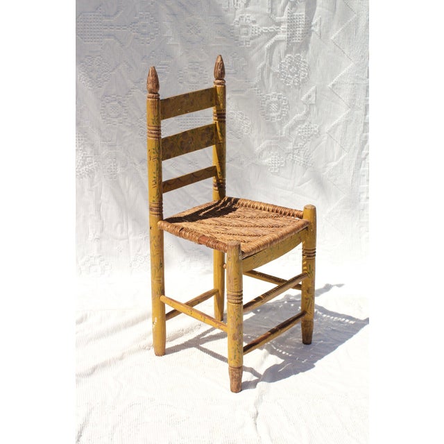 Yellow Mexican Folk Art Adult Chair From the 1930s For Sale - Image 11 of 12