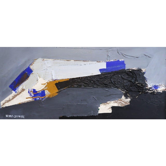 Mid-Century Modern 'Blue Echoes' Vintage Original Abstract Oil Painting by Swedish Artist Hans Osswald (1919-1983), Framed For Sale - Image 14 of 15