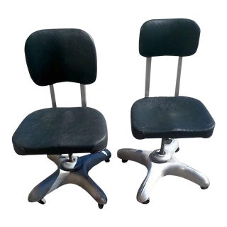 Retro Mid Century Industrial Office Chairs - A Pair For Sale